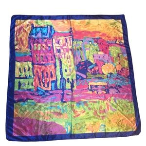 Scarf based on Kadinsky Munich painting- Silk, Or Silk-like (no Tags) Colorful!